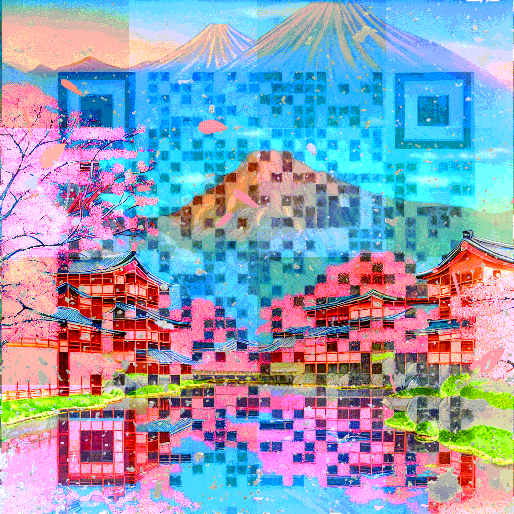 Generative AI QR code artwork with animated visual effects